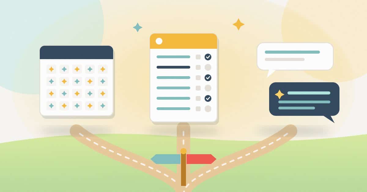 Illustration: a signpost where three paths lead to a daily calendar of AI Overview flags, a single ranking report with a citation column, and AI assistant chat bubbles.